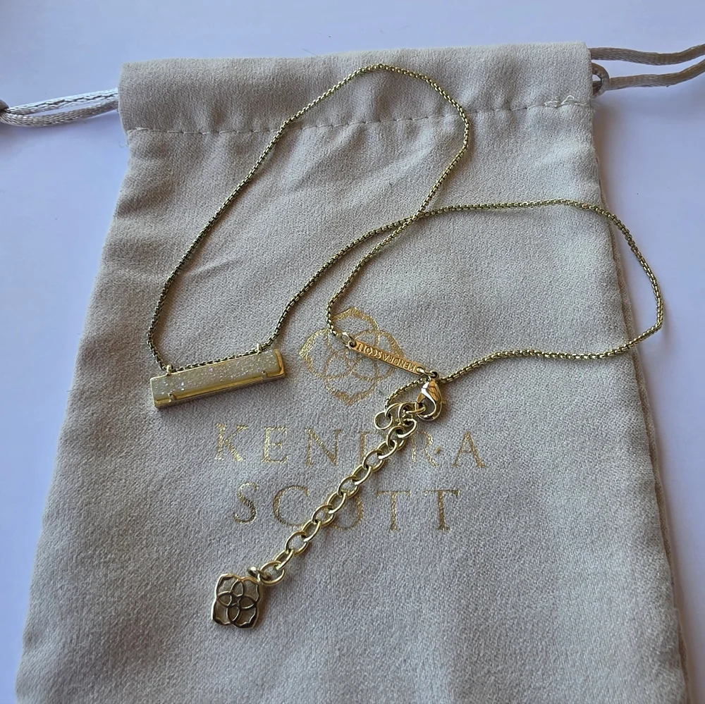 Kendra‎ Scott Leanore Gold Drusy Slider Bar Necklace